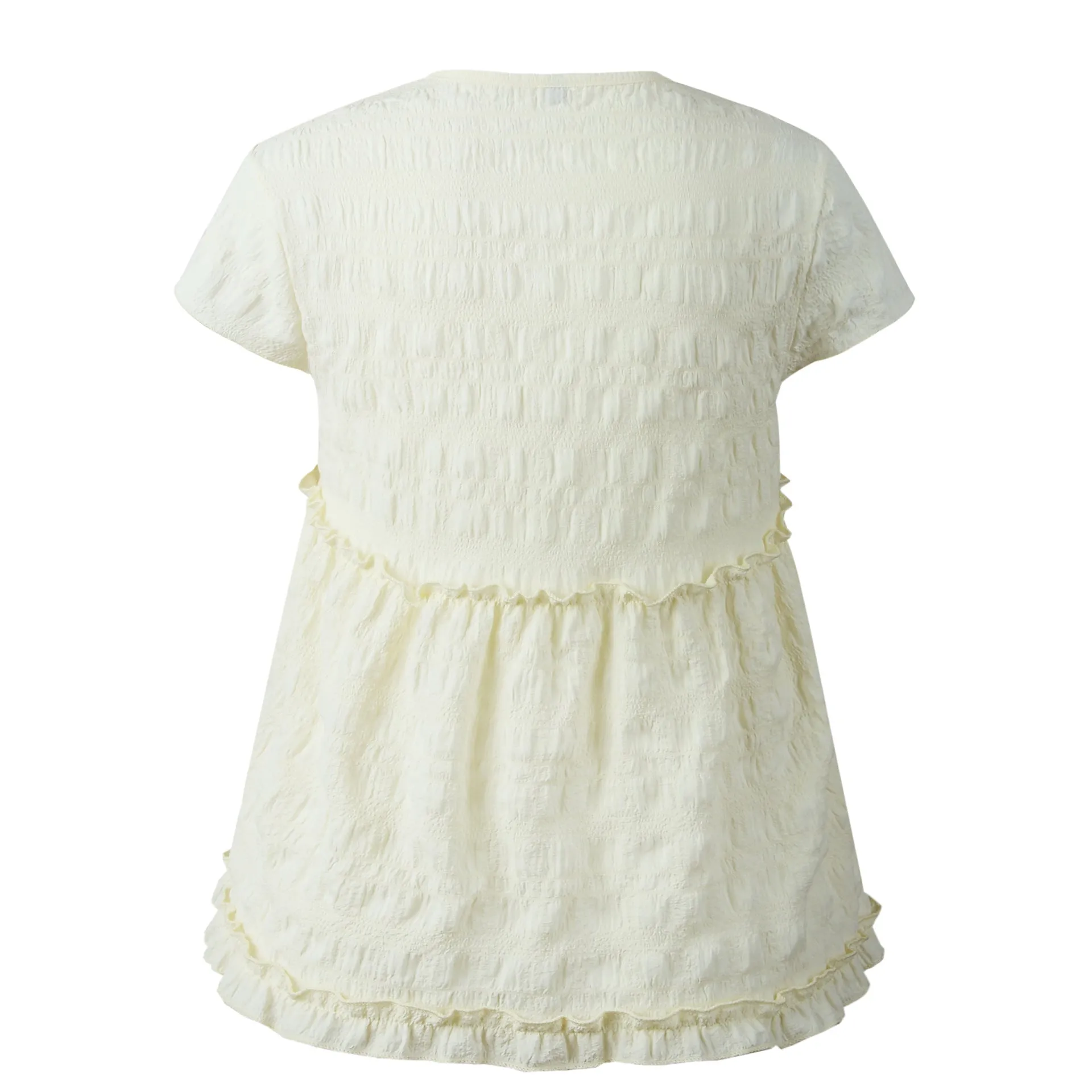 Frilly Short-sleeve Blouse Tops Casual T-shirt