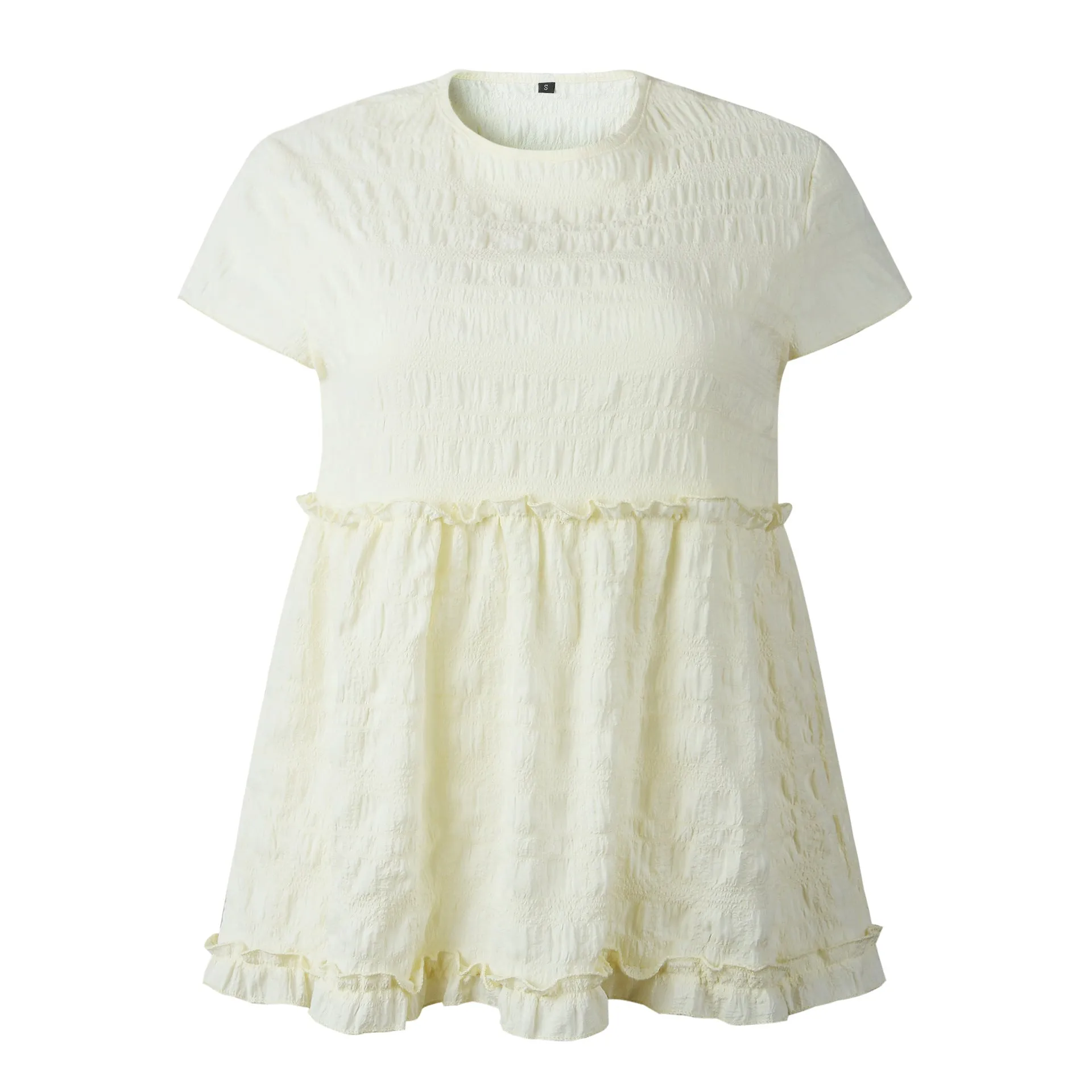 Frilly Short-sleeve Blouse Tops Casual T-shirt