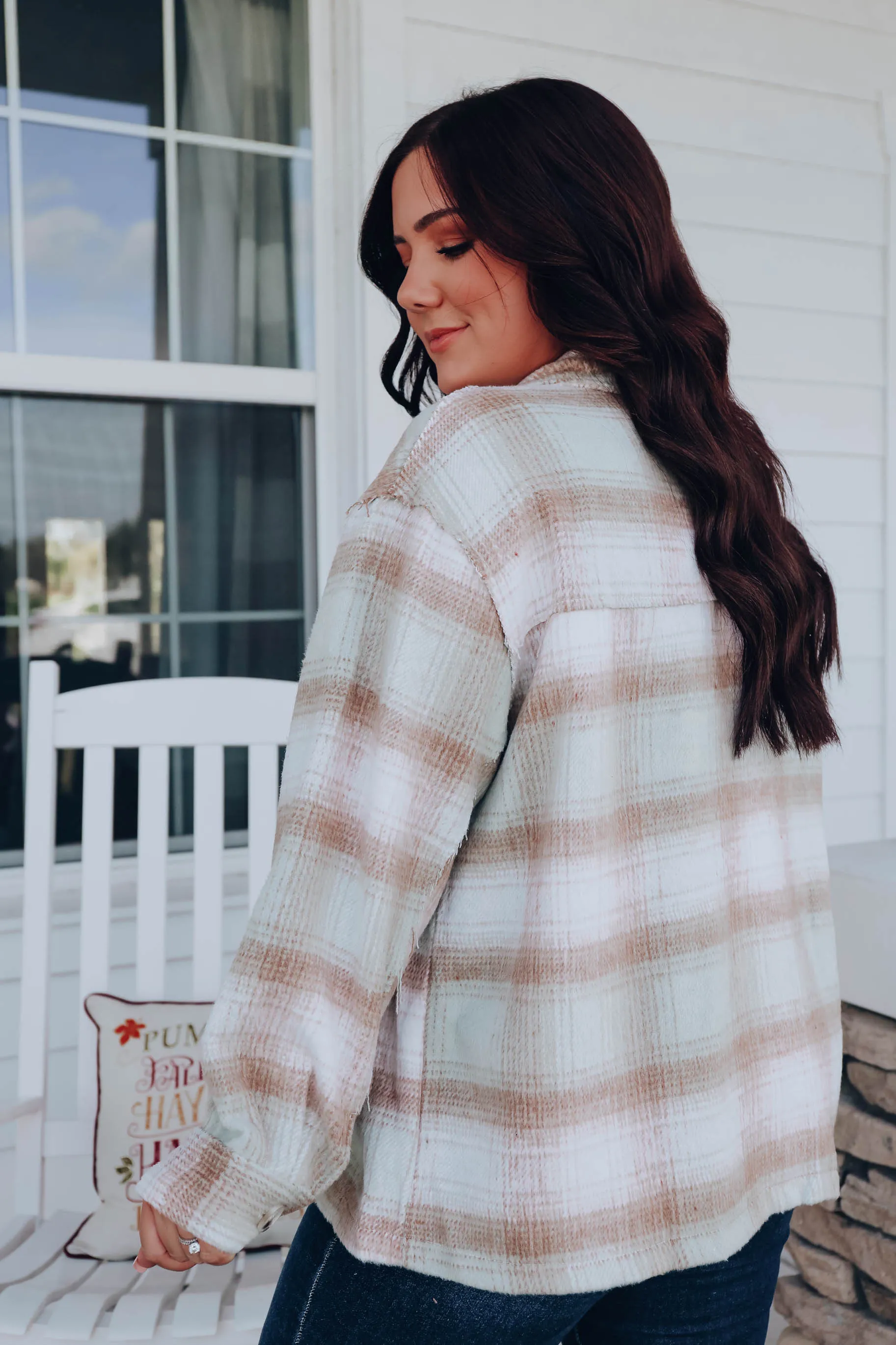 Frosted Hues Plaid Jacket - Tan