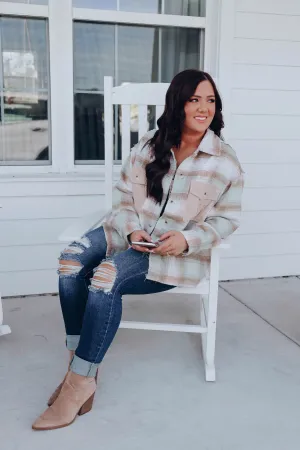 Frosted Hues Plaid Jacket - Tan