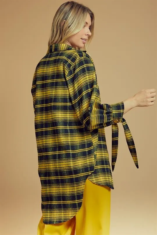 FST5122-STK  Long Sleeve Button Down Plaid Top 6PK UNIT PRICE: $12