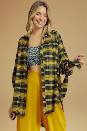 FST5122-STK  Long Sleeve Button Down Plaid Top 6PK UNIT PRICE: $12