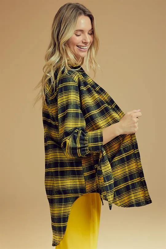 FST5122-STK  Long Sleeve Button Down Plaid Top 6PK UNIT PRICE: $12