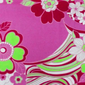 Fuchsia-Green-Multi Floral Print Stretch Cotton Spandex Poplin Woven Fabric