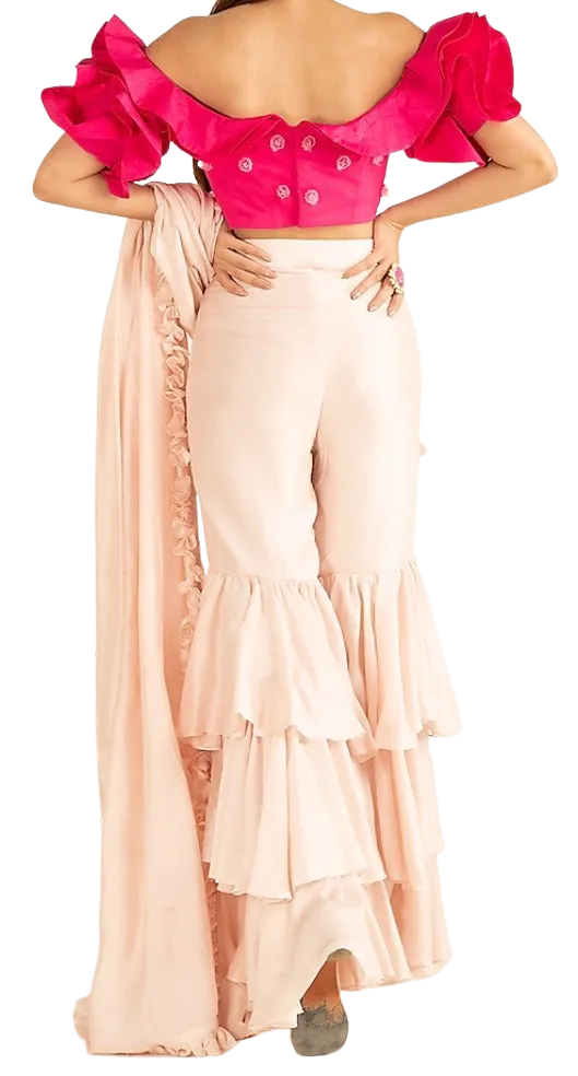 Fuchsia Ruffled Sharara Set