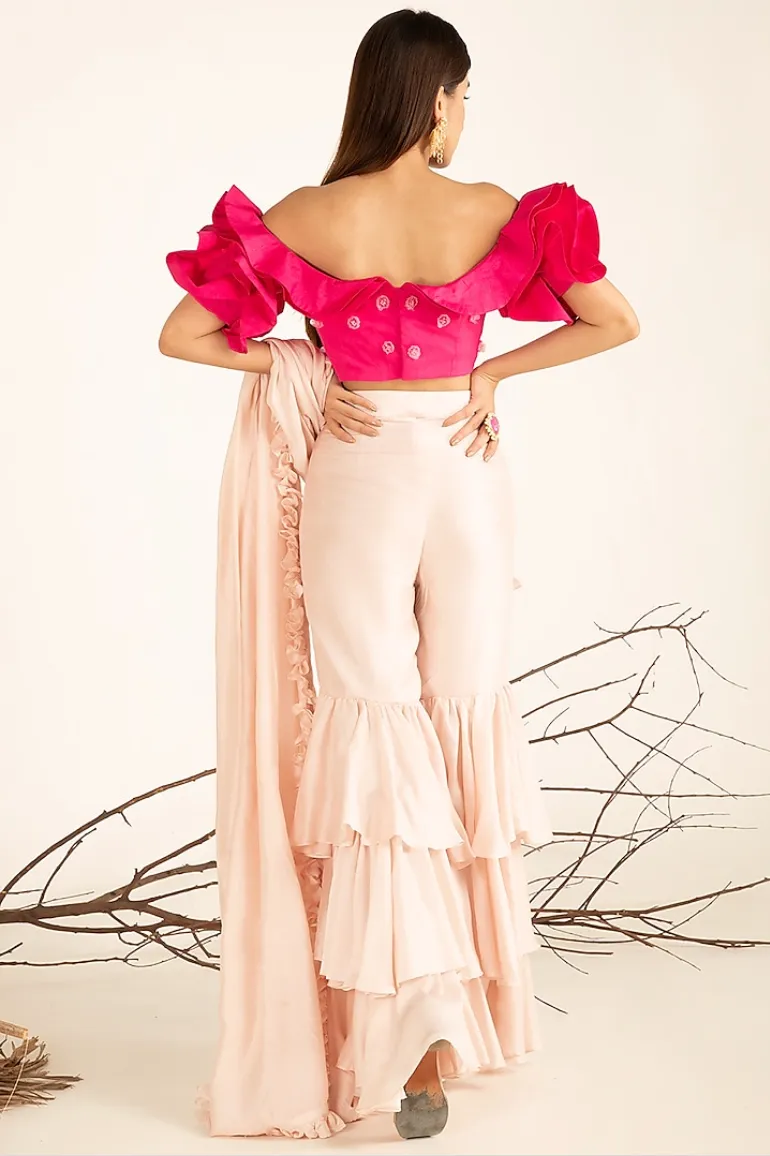 Fuchsia Ruffled Sharara Set