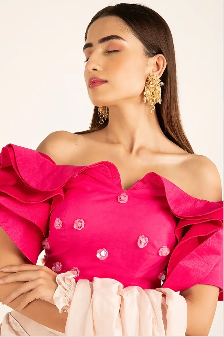 Fuchsia Ruffled Sharara Set