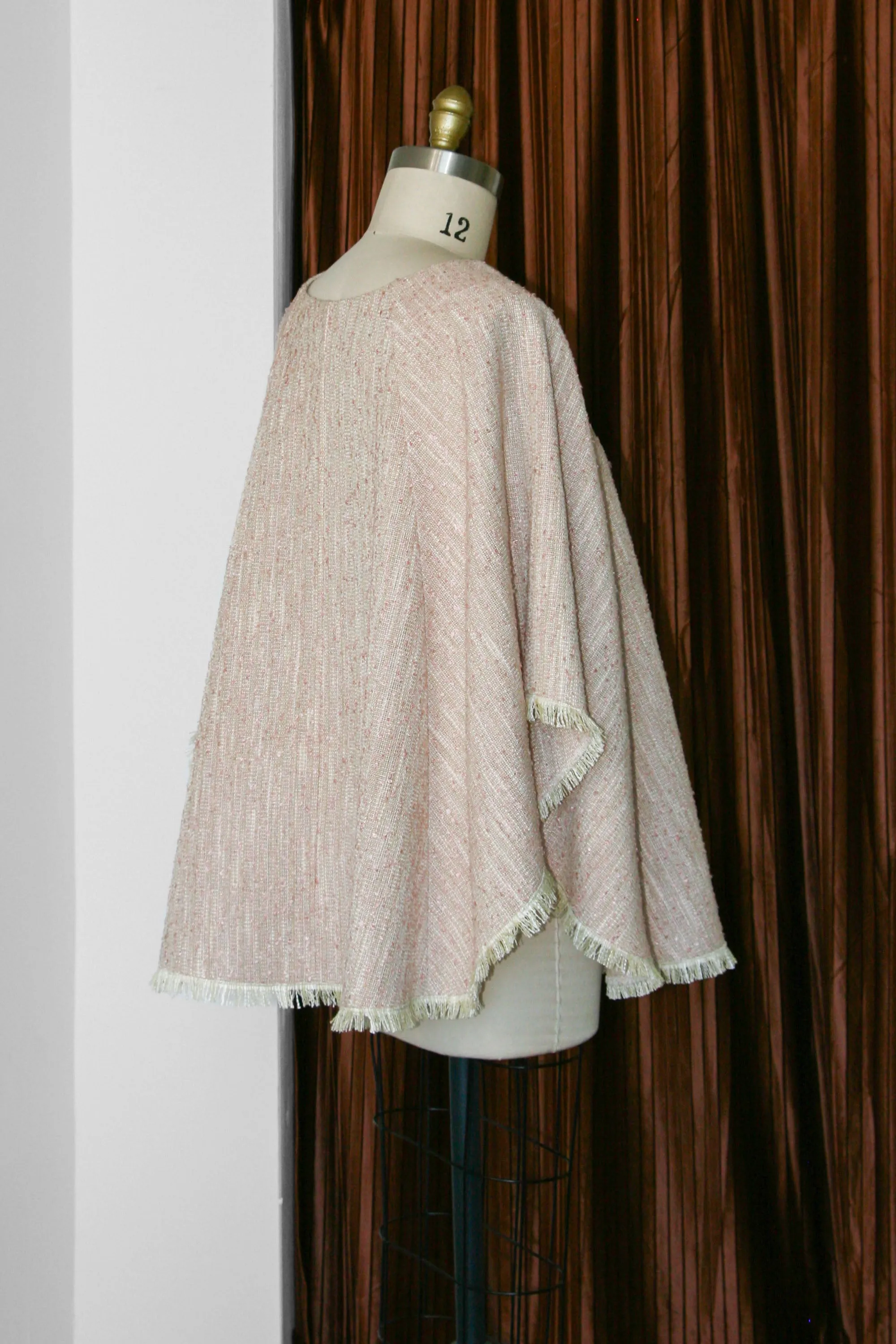 Gabe Poncho RTW in Pale Pink and Natural Silk/Wool