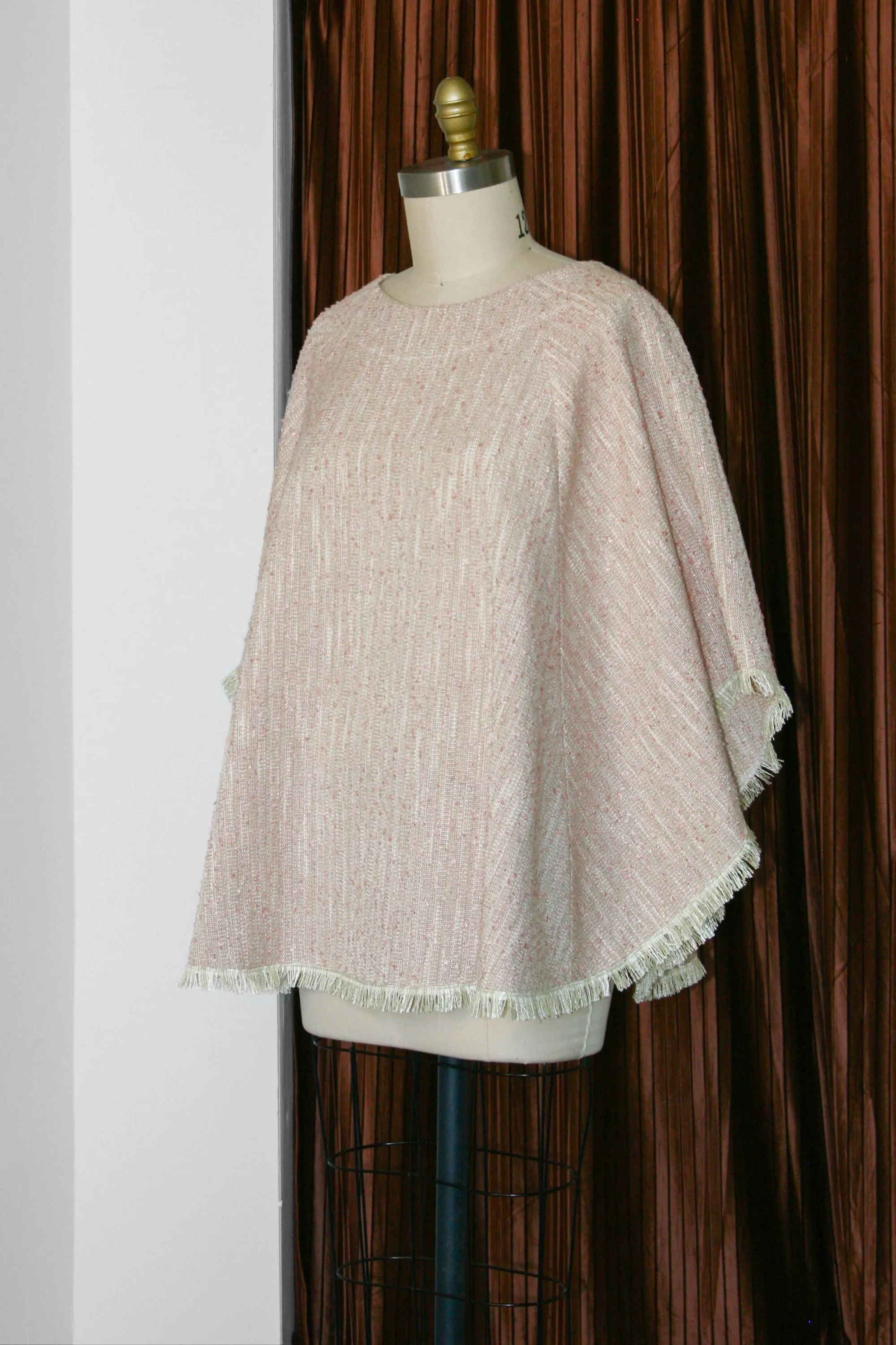Gabe Poncho RTW in Pale Pink and Natural Silk/Wool
