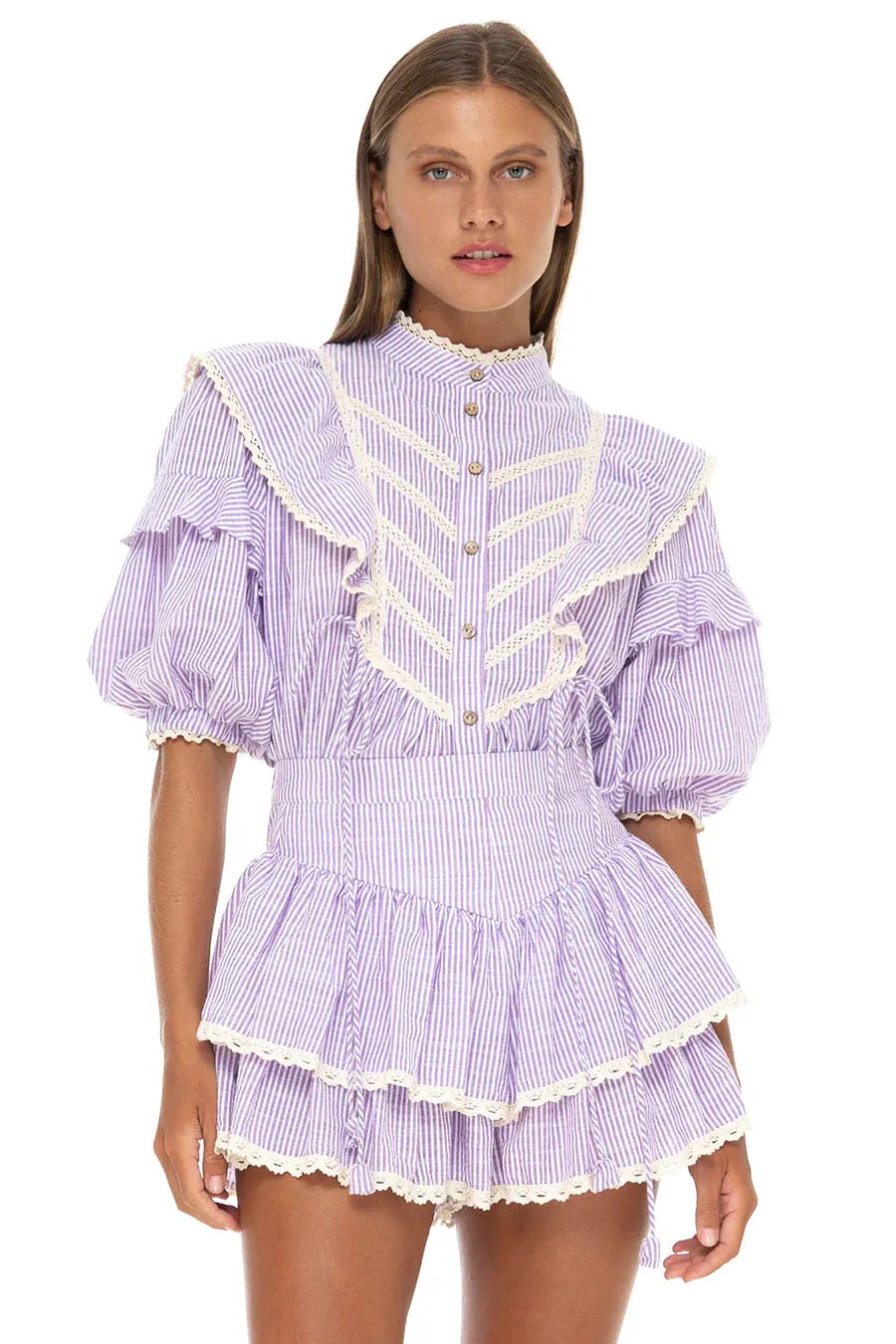 Gabriella Shorts Seersucker Prune