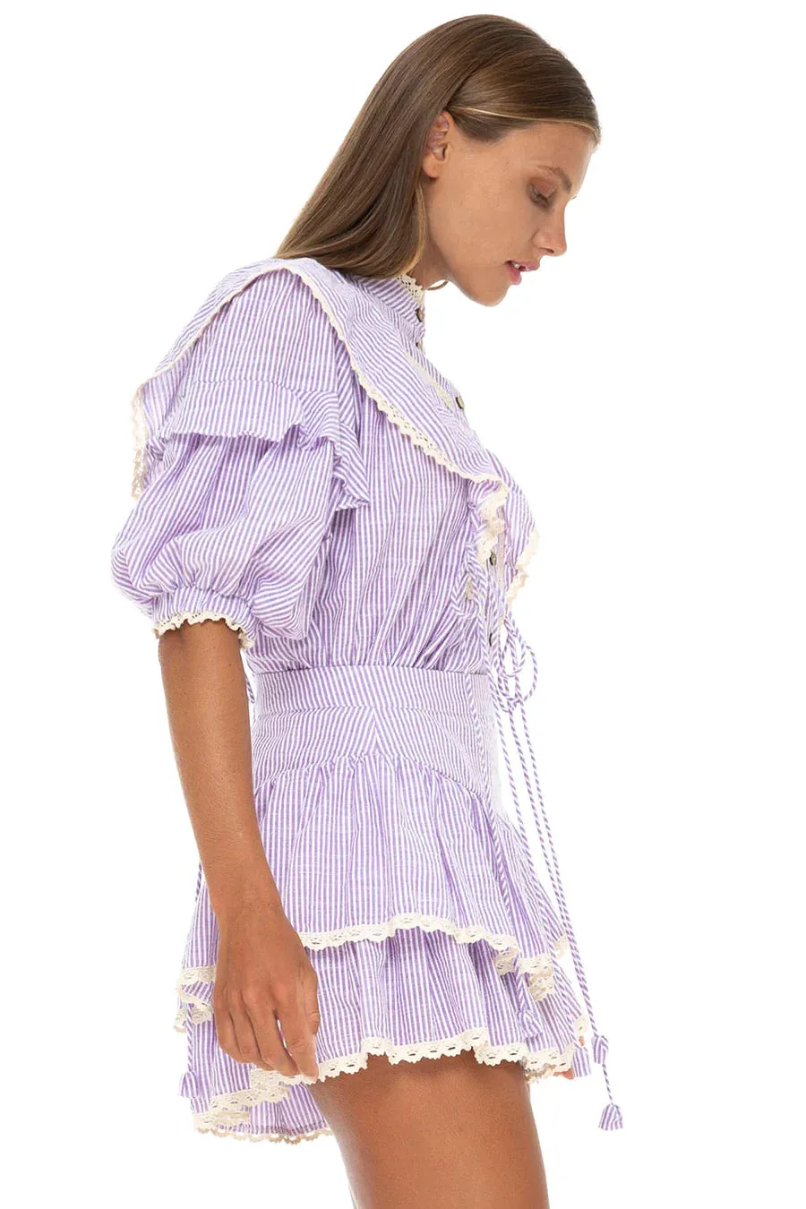 Gabriella Shorts Seersucker Prune