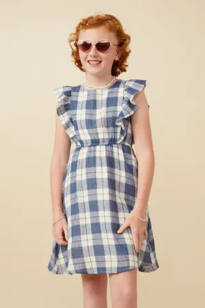 Gauze Textured Flannel Print Ruffled Dress
