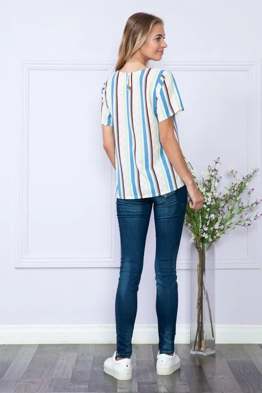 Gem Plus  Stripe Short Sleeve Top
