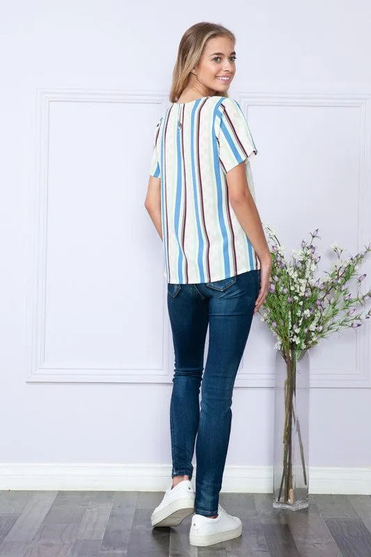 Gem Plus  Stripe Short Sleeve Top