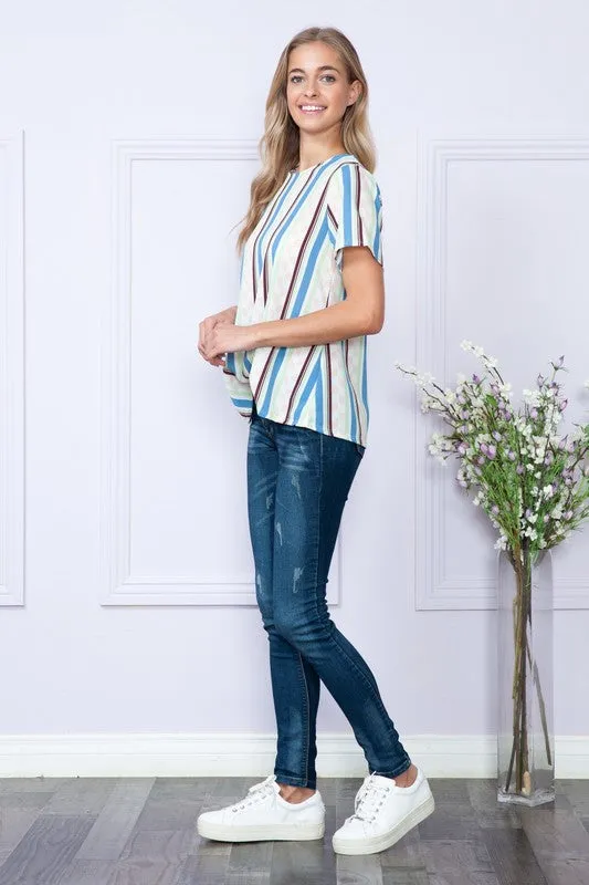 Gem Plus  Stripe Short Sleeve Top