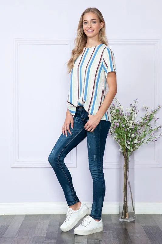 Gem Plus  Stripe Short Sleeve Top
