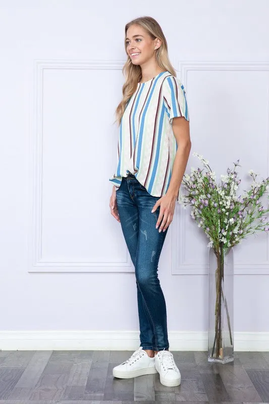 Gem Plus  Stripe Short Sleeve Top