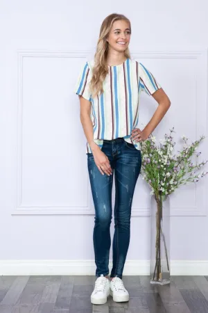 Gem Plus  Stripe Short Sleeve Top