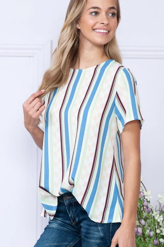 Gem Plus  Stripe Short Sleeve Top