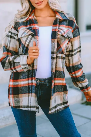 Geometric Plaid Pocketed Shacket