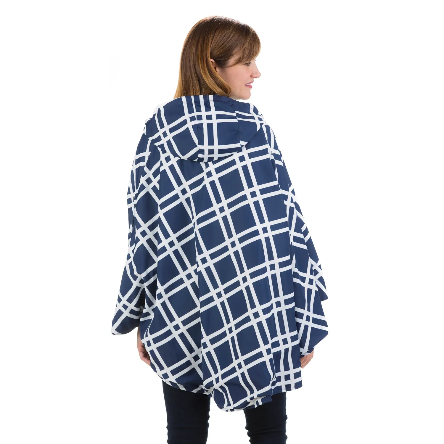 Geometric Reversible Rain Cape, 2 Asst, Gray, Navy,7cwc463