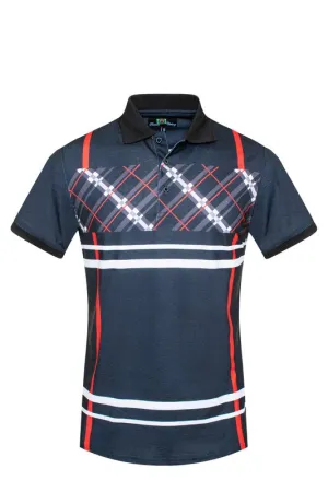 GGP-23 Men's Cotton Blend Plaid-Trim Polo Shirt