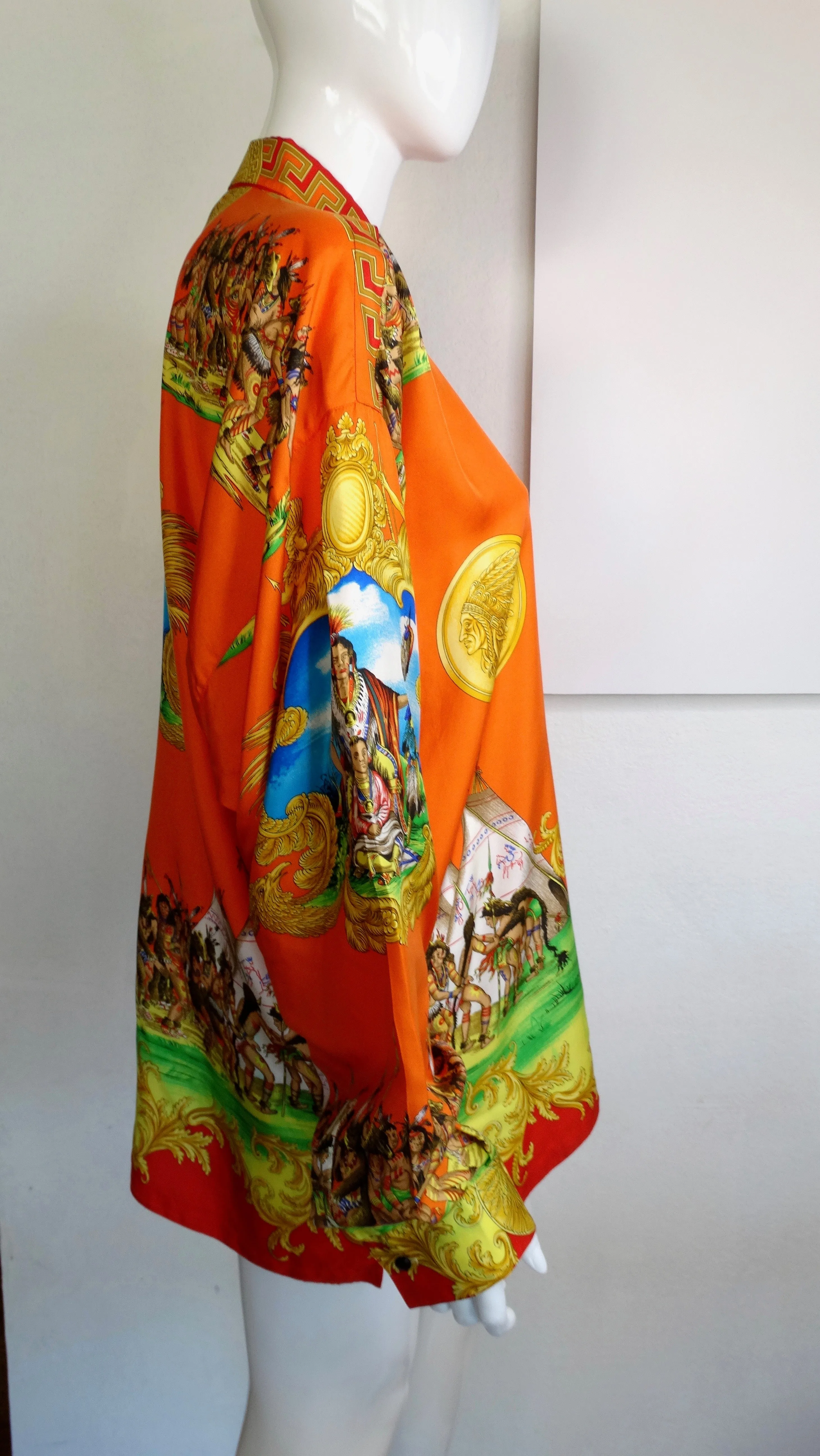 Gianni Versace "Native American" Print Silk Shirt