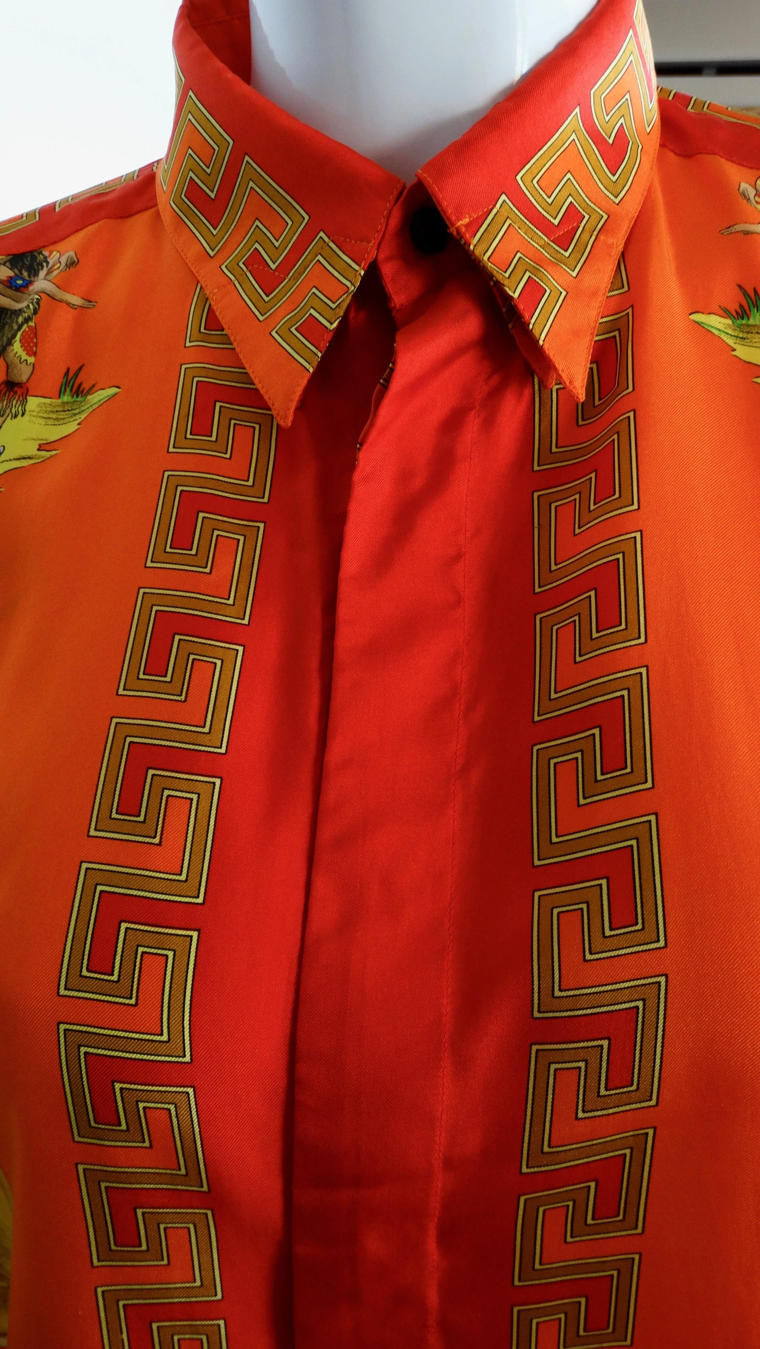 Gianni Versace "Native American" Print Silk Shirt