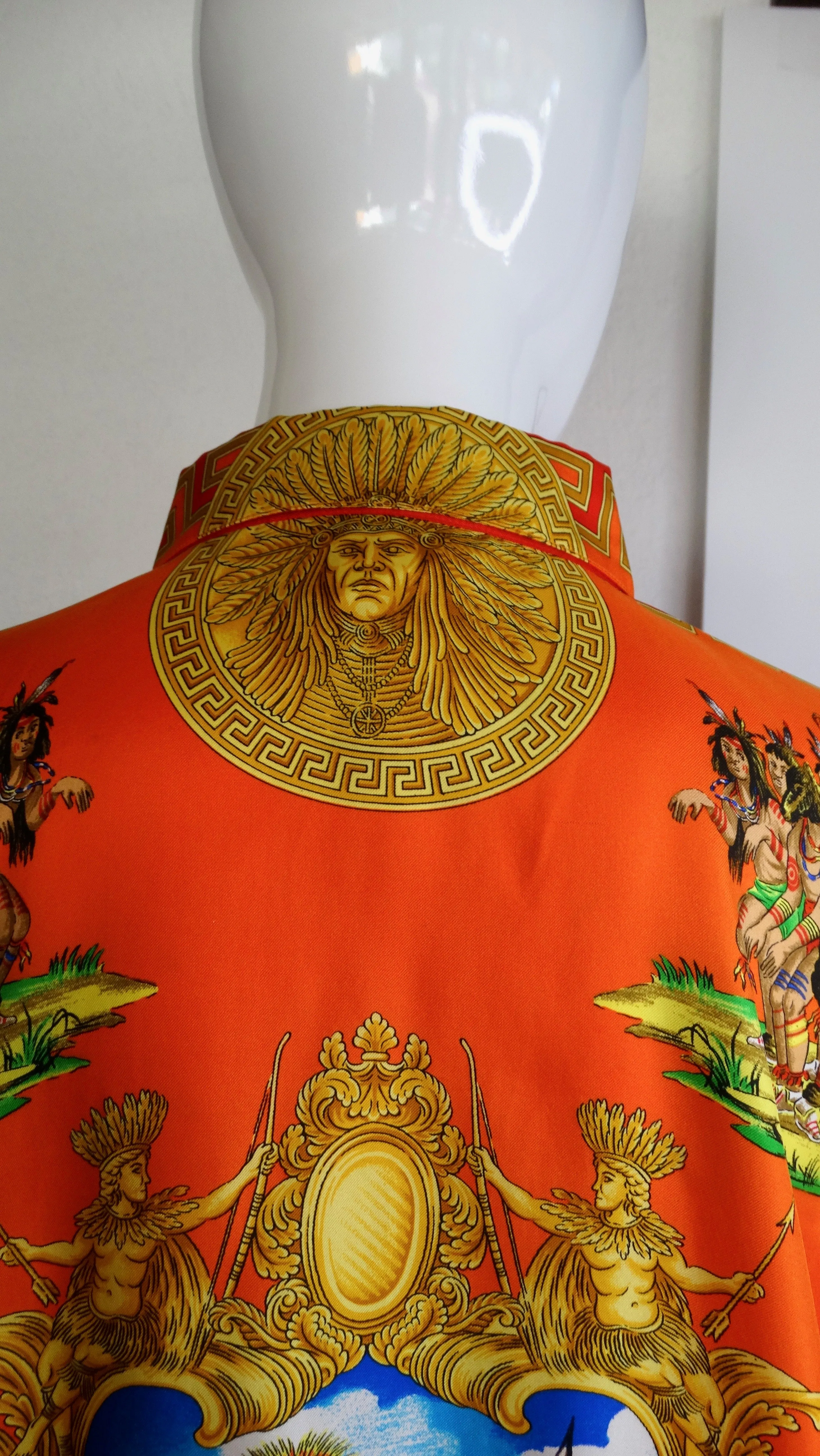 Gianni Versace "Native American" Print Silk Shirt