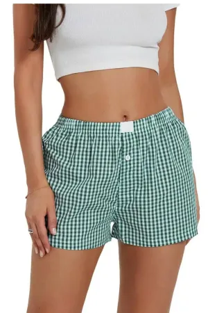 Gingham Boxer Shorts in Deep Green