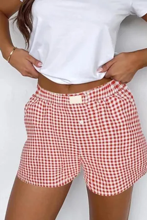 Gingham Boxer Shorts in Red