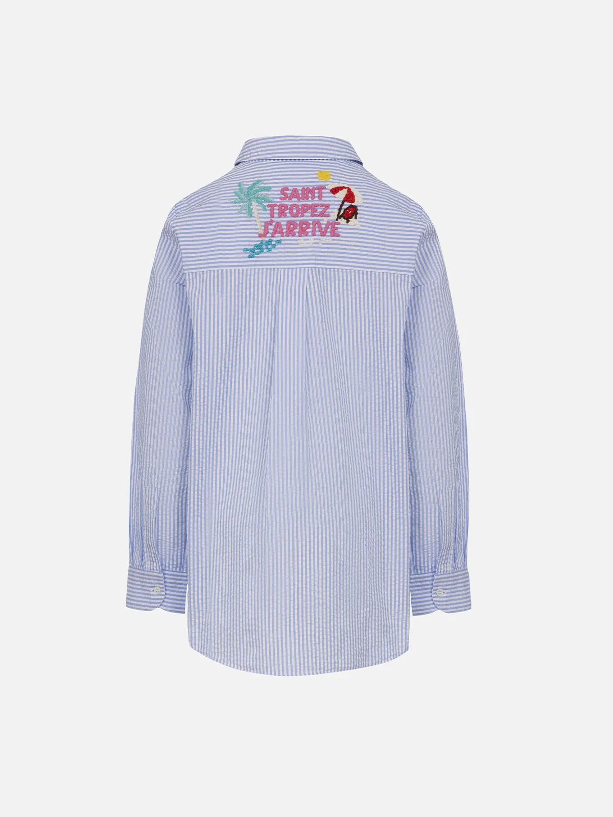 Girl striped print seersucker over shirt Mini Brigitte