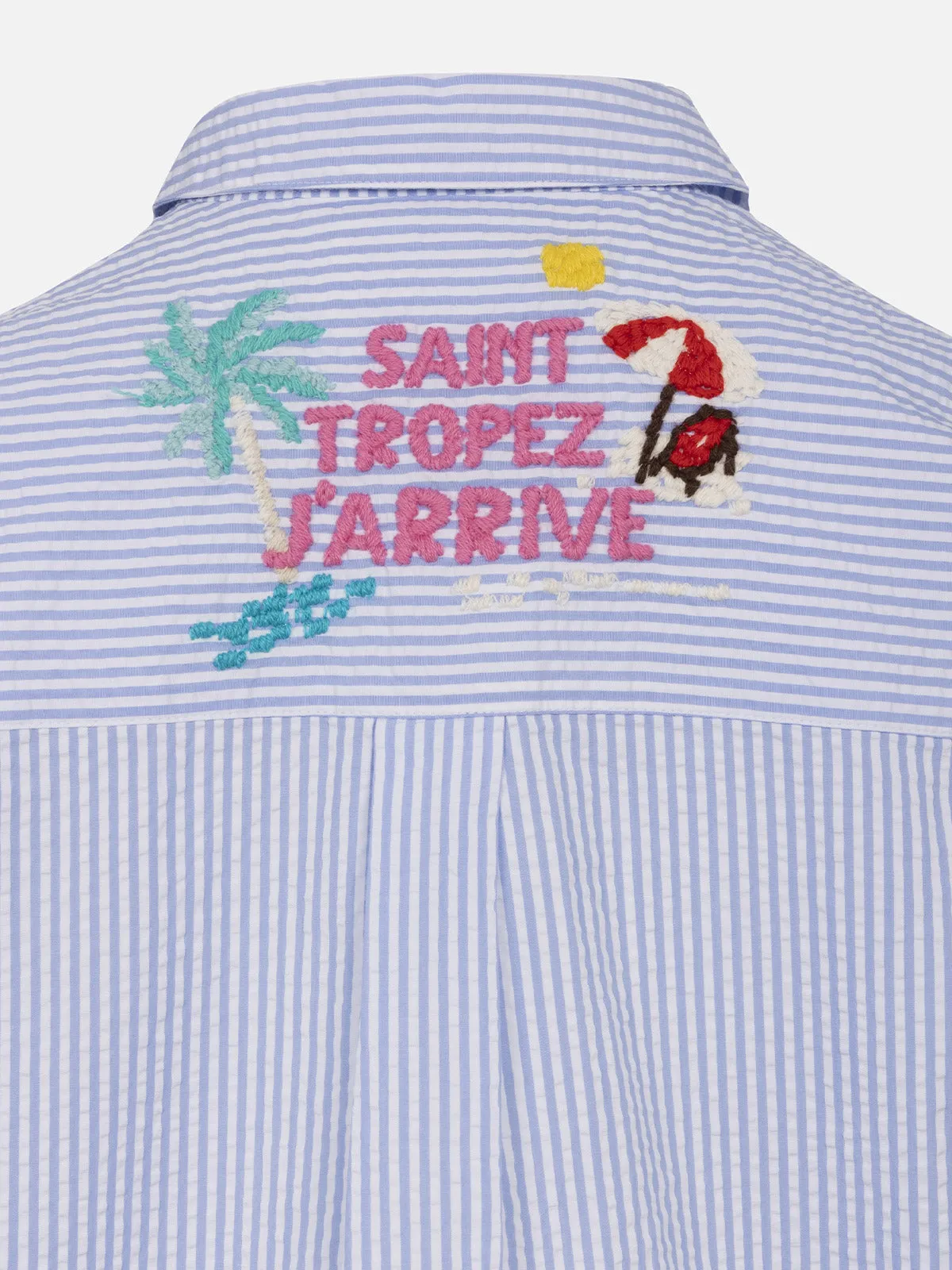 Girl striped print seersucker over shirt Mini Brigitte