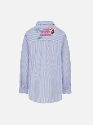Girl striped print seersucker over shirt Mini Brigitte