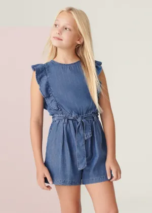 Girls Denim Ruffle Jumpsuit 6.842