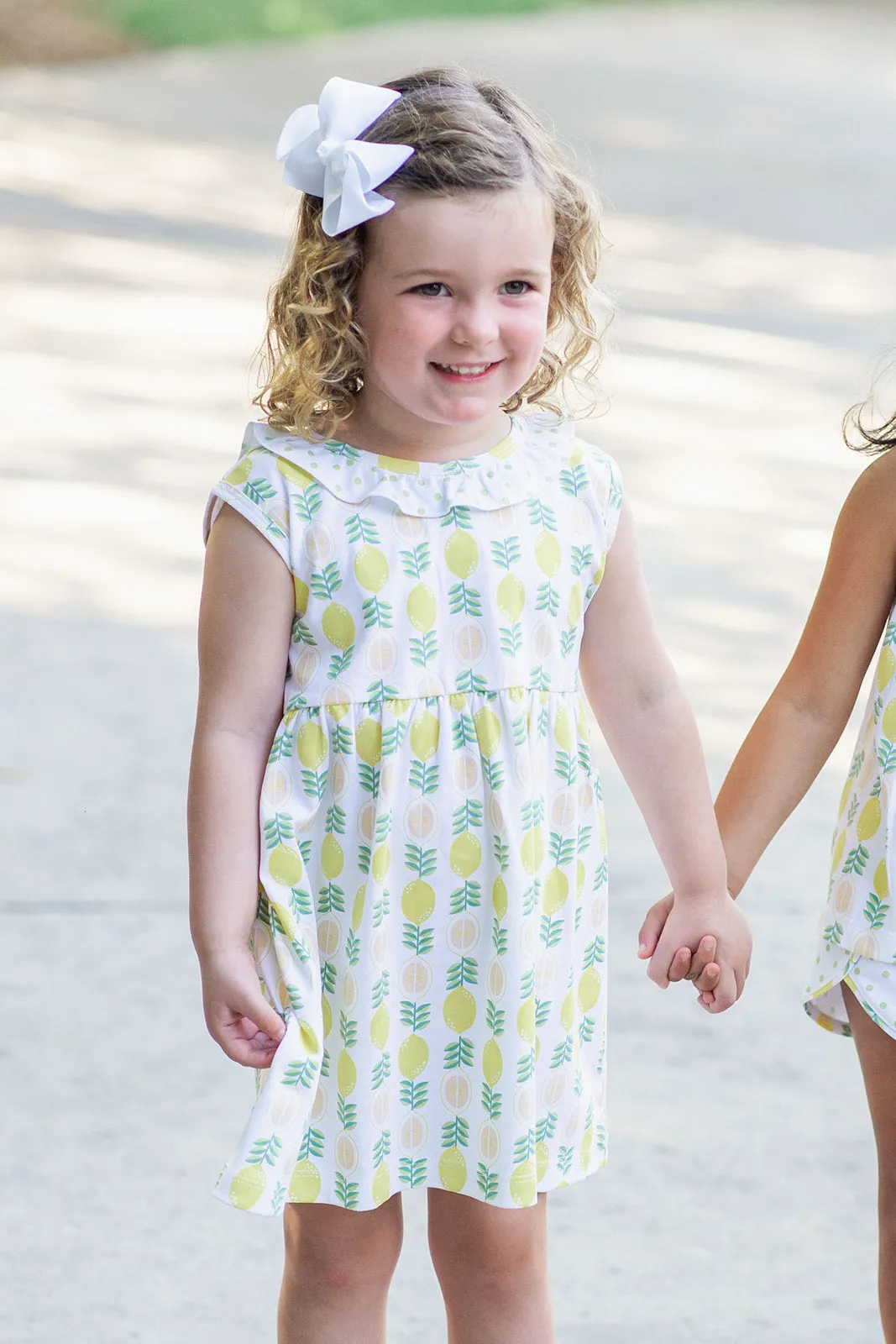 Girl's "Lemonade Stand" pima print dress