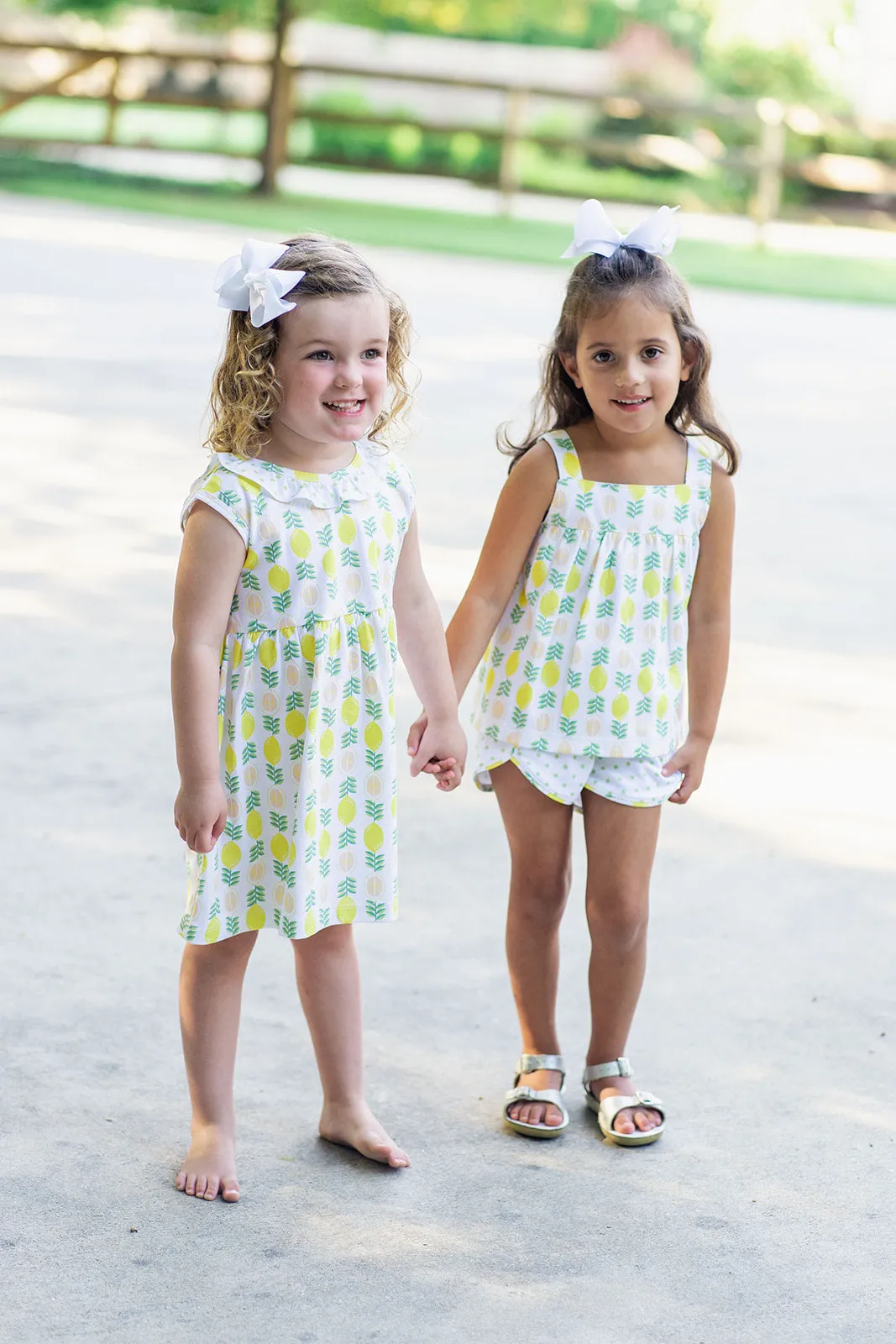 Girl's "Lemonade Stand" pima print dress