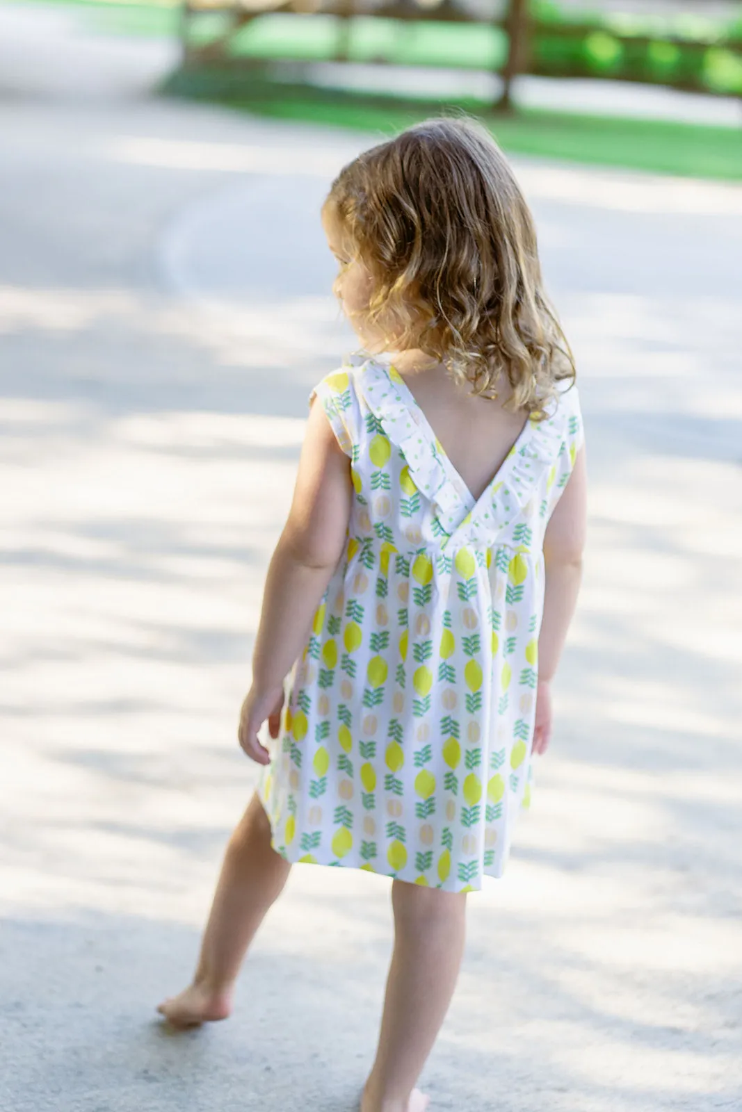 Girl's "Lemonade Stand" pima print dress