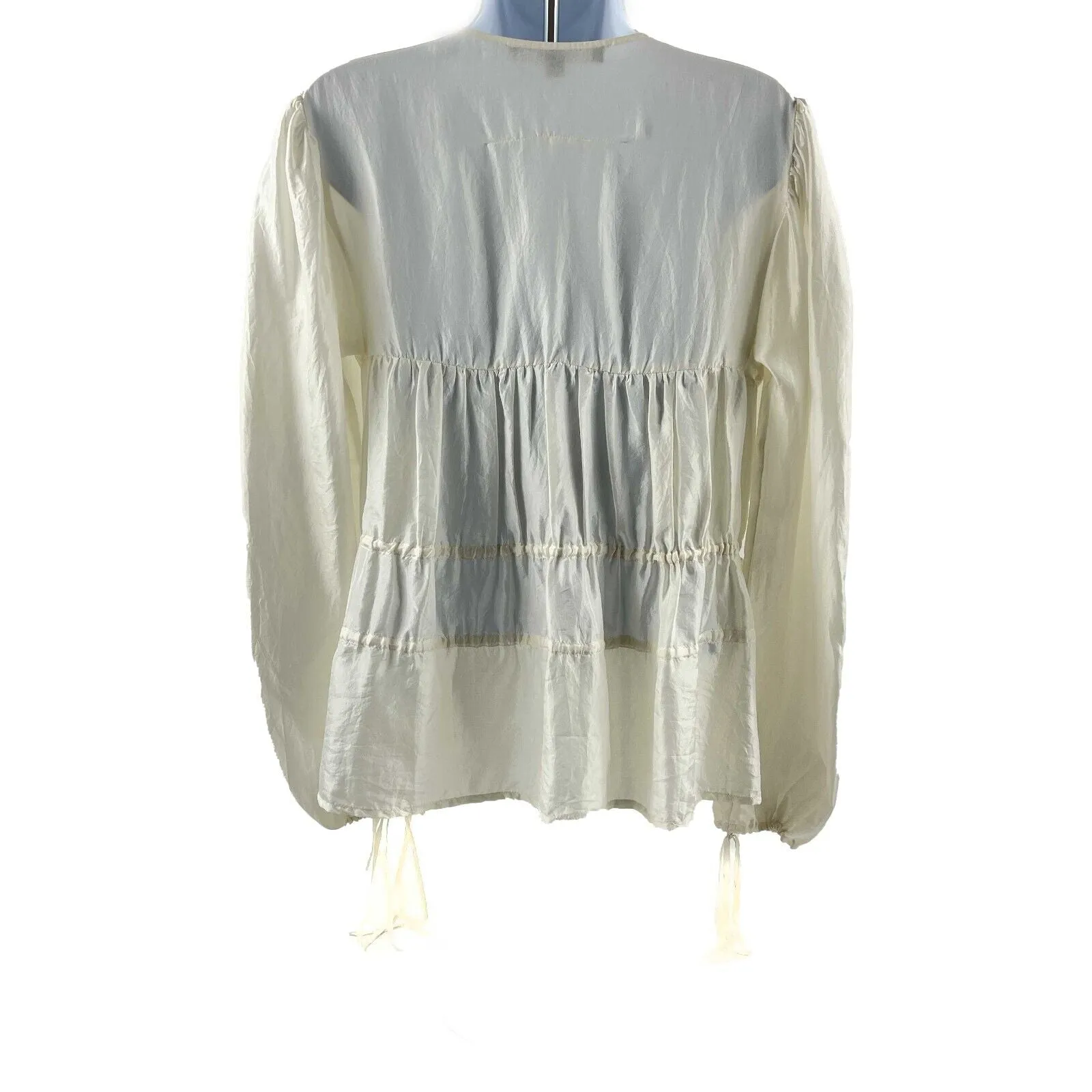 Givenchy - Pristine - Jaw String Ruffle Silk Blouse - Ivory Top - 36 US S