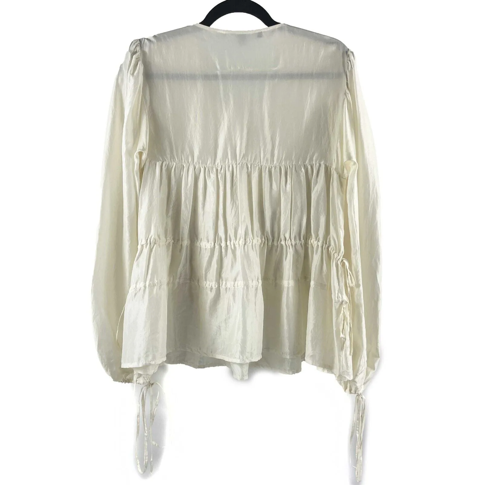 Givenchy - Pristine - Jaw String Ruffle Silk Blouse - Ivory Top - 36 US S
