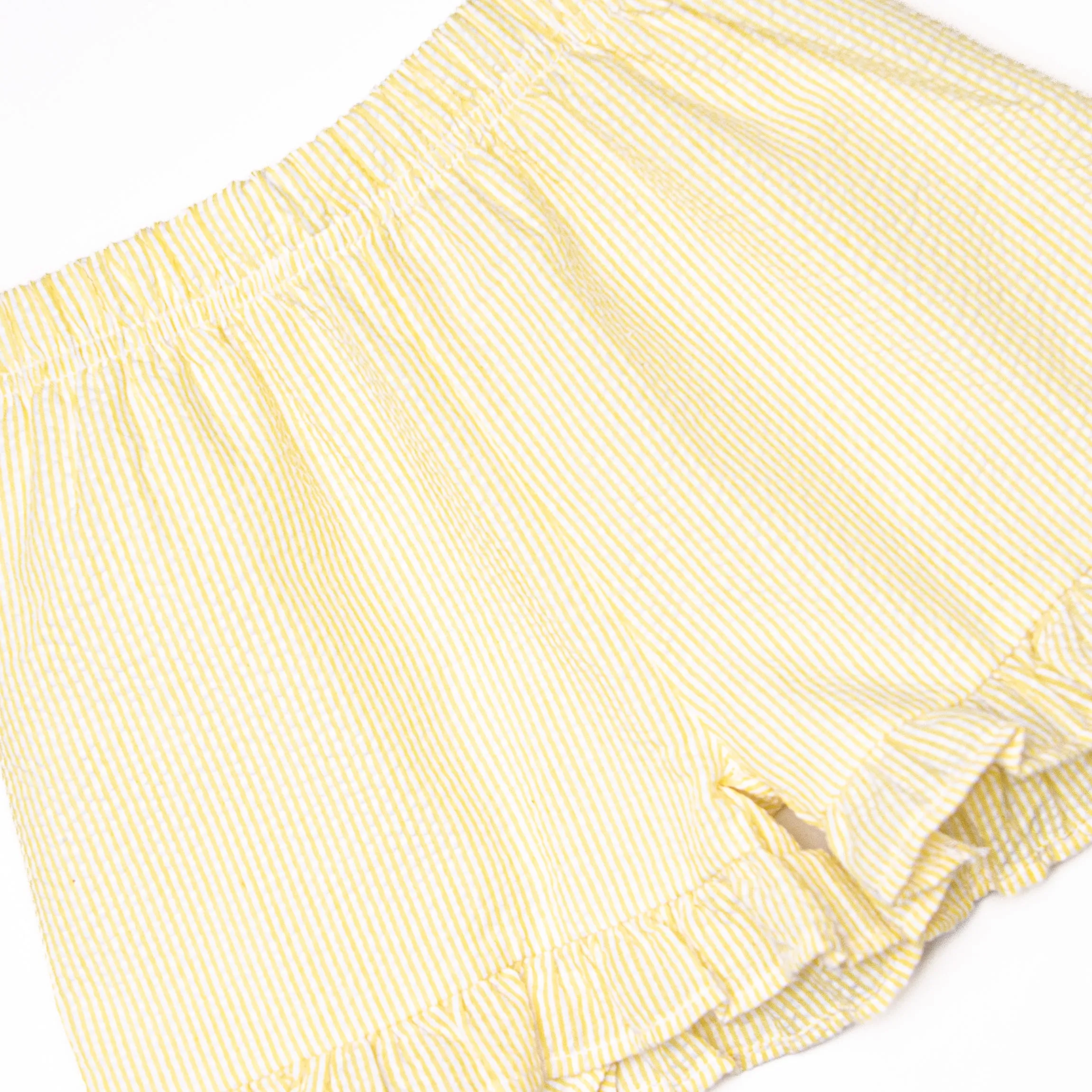 Go Fetch Applique Ruffle Short Set, Yellow