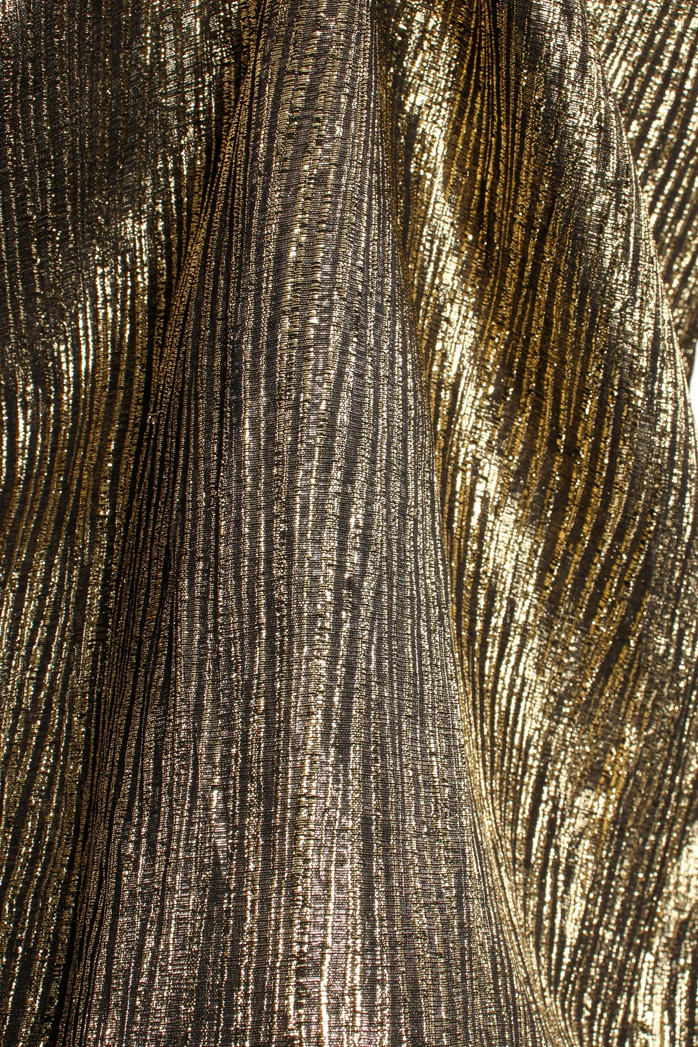 Gold Lamé Ruffle Tie Neck Blouse