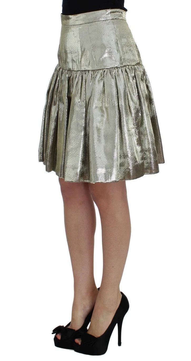 Gold Metallic Pleated Skirt