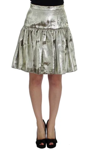 Gold Metallic Pleated Skirt