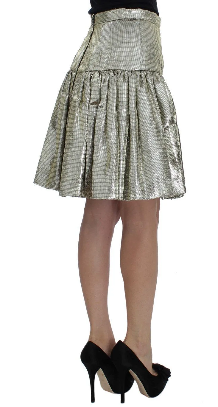 Gold Metallic Pleated Skirt