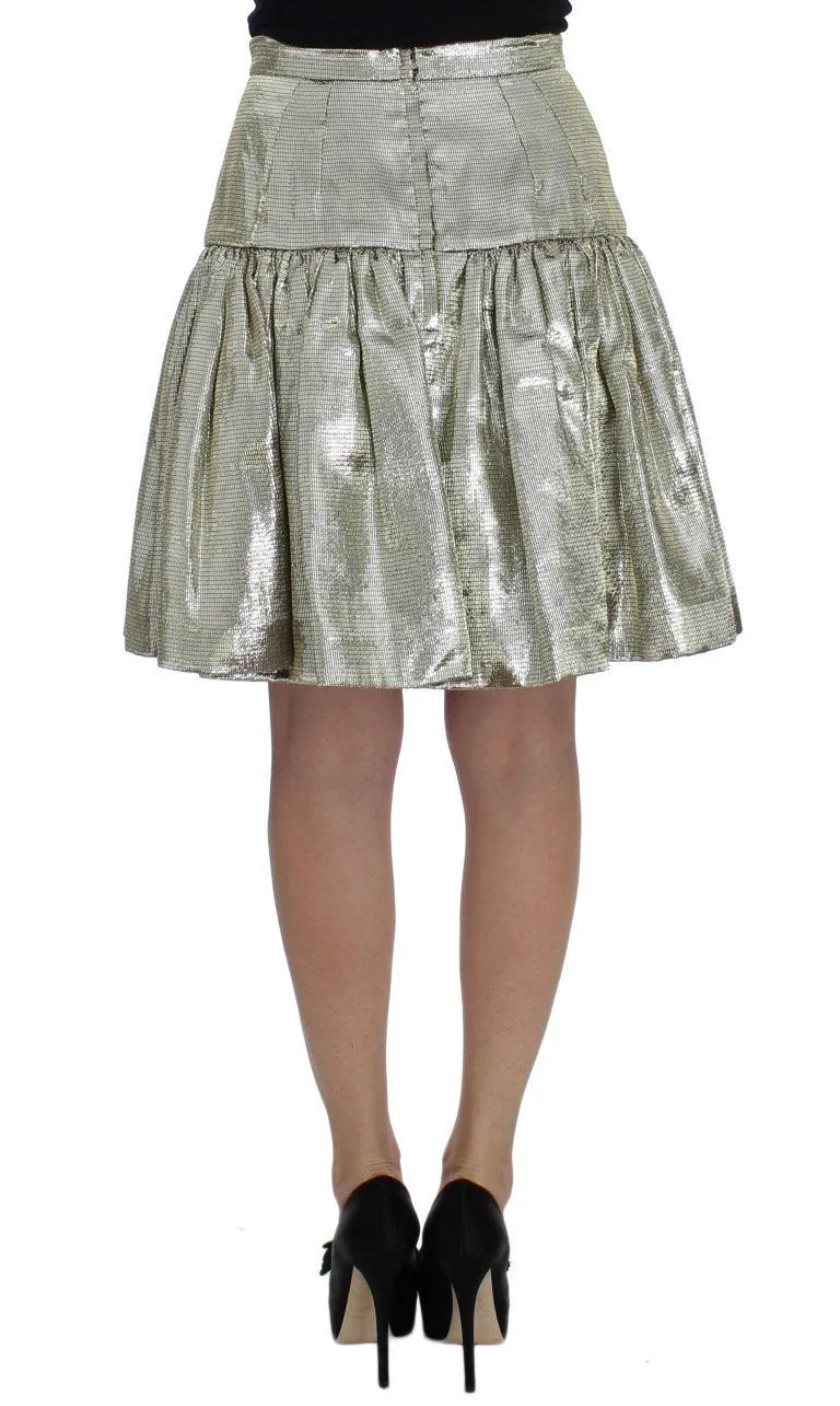 Gold Metallic Pleated Skirt