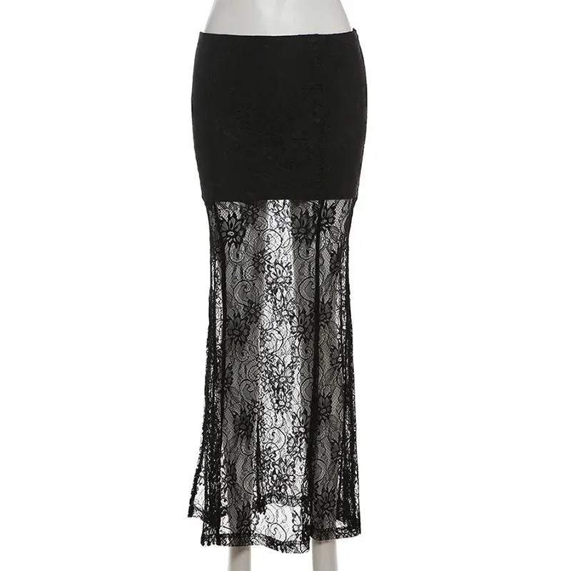 Gothic Lace Patchwork High Waist Skirt