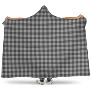 Gray Buffalo Plaid Hooded Blanket With Tan Sherpa Lining