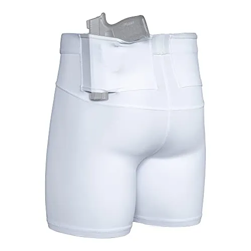 Graystone CCW Women's Two Pocket Holster Short  Concealed Carry Compression Clothing Spandex White