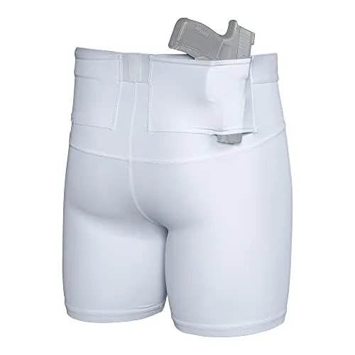 Graystone CCW Women's Two Pocket Holster Short  Concealed Carry Compression Clothing Spandex White